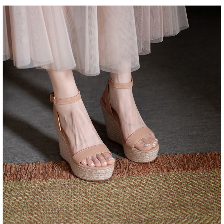 Giày Sandal Đan Cói Đế Xuồng Dày Phong Cách La Mã Thời Trang Mùa Hè Hàng Mới