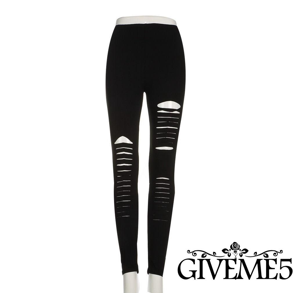 Quần legging dài rách gối thời trang nữ cá tính
