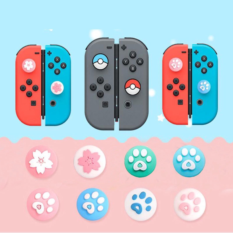 Set 2 Nắp Silicon Hình Móng Mèo Cho Tay Cầm Chơi Game Nintendo Switch