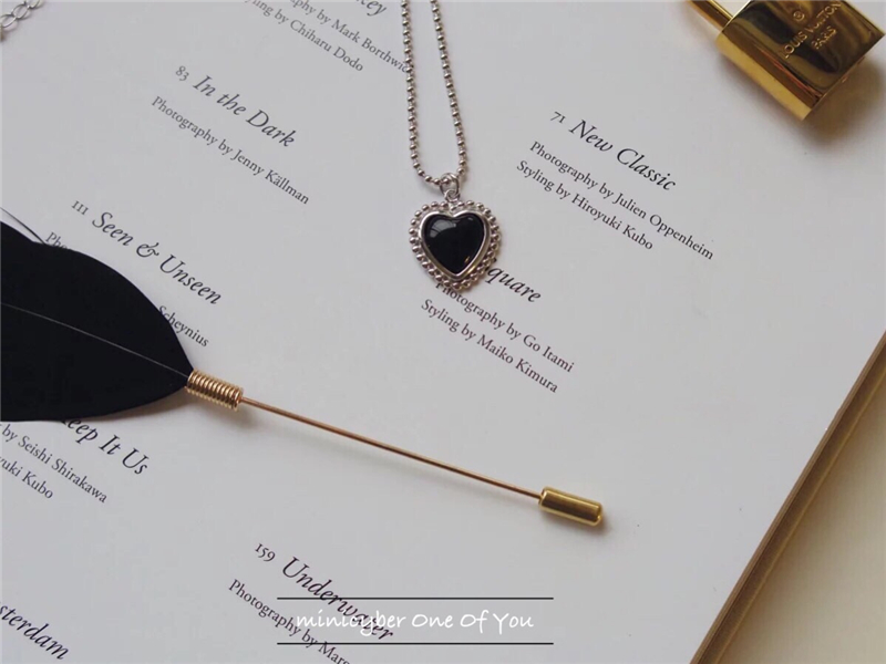 Dây Chuyền Mặt Trái Tim Màu Đen Phong Cách Hàn Quốc 22535