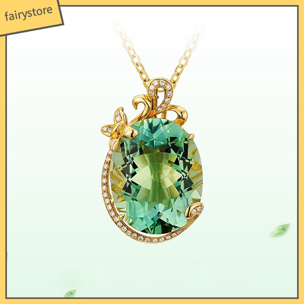 Dây Chuyền Mặt Hình Oval Đính Đá Sang Trọng Cho Nữ