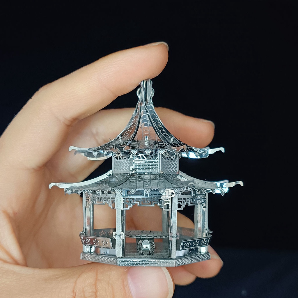Mô Hình Lắp Ráp Kim Loại 3D Kiến Trúc Nhà Bát Giác, Cối Xay Gió, Chùa 5 Tầng, Nhà Thờ Đức Bà Paris Băng Chuyền Vòng Quay