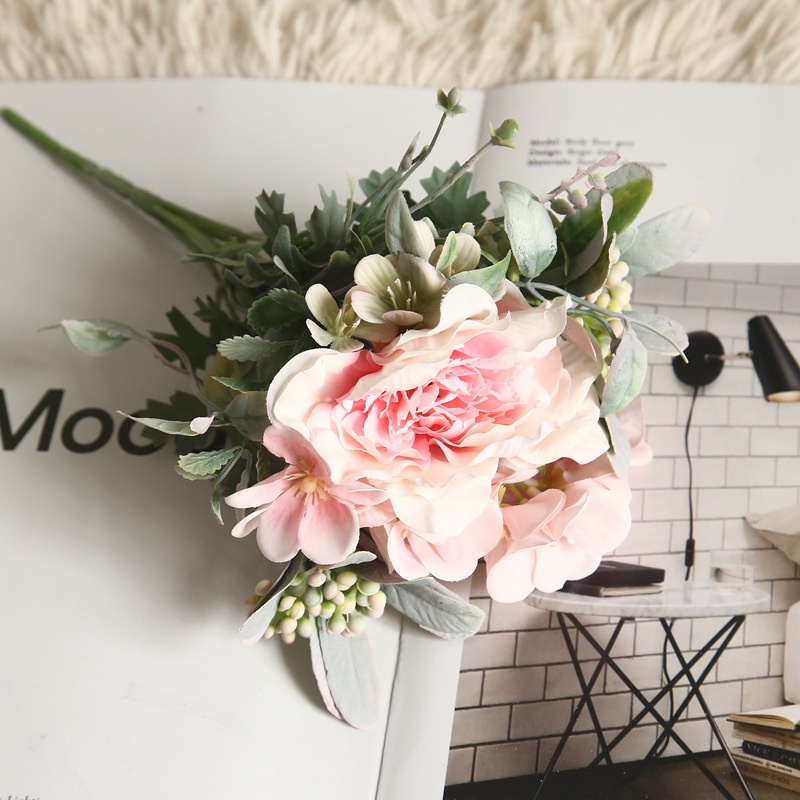 1 Cành Hoa Hồng Giả Bằng Vải Nhiều Màu Sắc Phong Cách Bắc Âu Trang Trí Tiệc Cưới