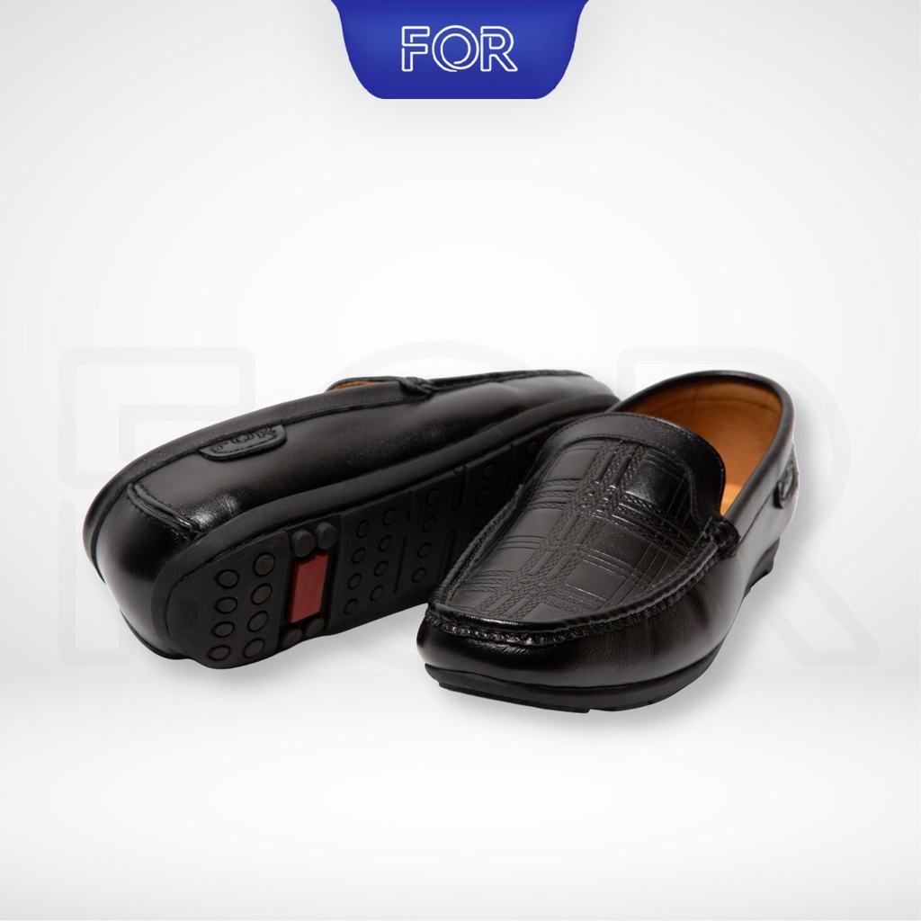 Giày lười moka FOR da bò thật dập vân họa tiết thời trang MF36