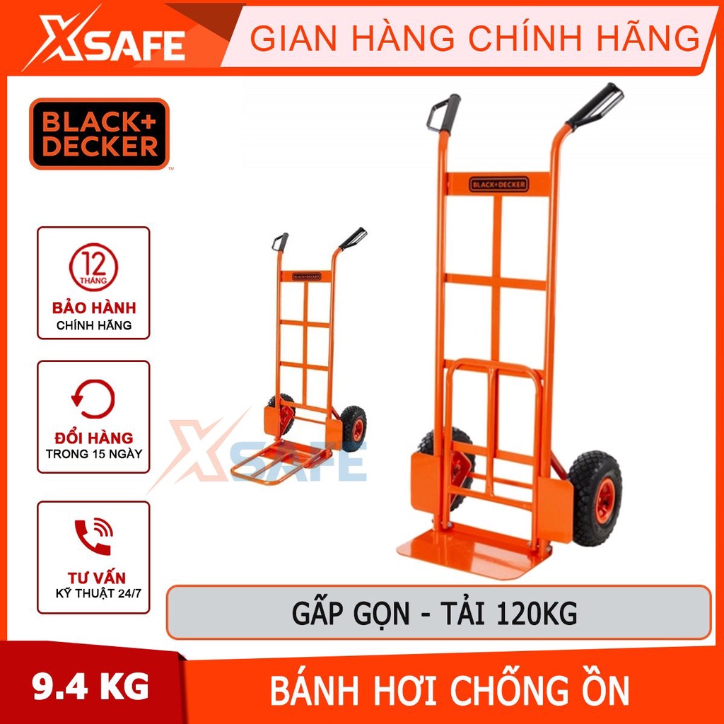 Xe đẩy hàng 2 bánh Black&amp;Decker BXWT-H302 Xe đẩy tay có thể gấp gọn, tải trọng 120/150kg - chính hãng - xsafe