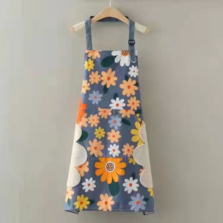 Tạp Dề Bằng Vải Cotton Canvas Thoáng Khí Chống Dầu Hai Mặt Dùng Trong Nhà Bếp