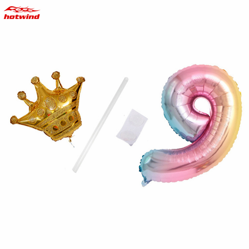 HW 32Inch Number Foil Balloon Crown Figure 0-9 Birthday Wedding Engagement Kids Birthday Party Decoration Ball Supplies