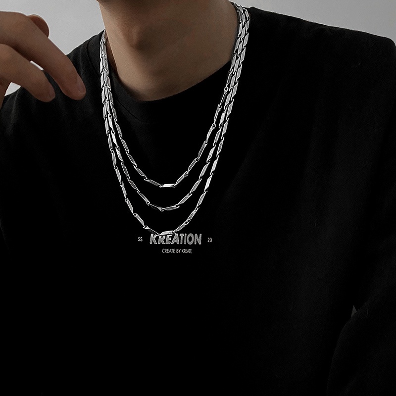 Vòng cổ Thép Titan Đính Kim Cương Phong Cách hip hop Đường Phố Cho Cặp Đôi