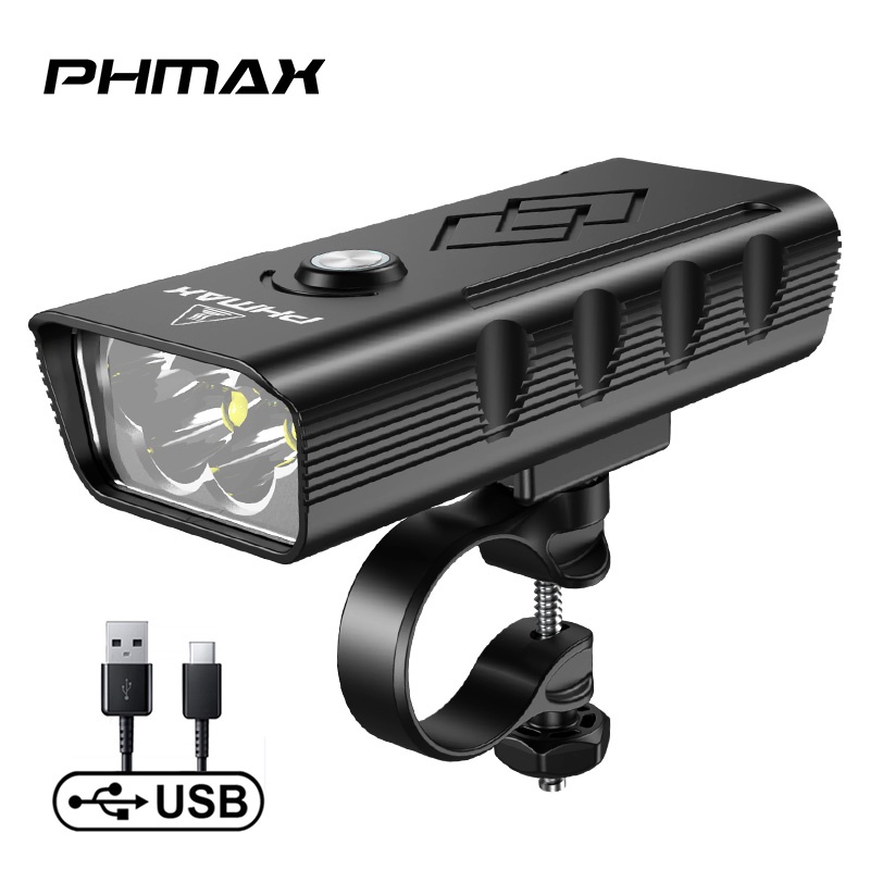 Đèn pha xe đạp PHMAX QD-3301 siêu nhẹ bằng nhôm chống nước cổng sạc USB tiện dụng