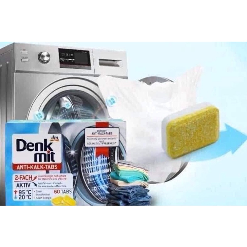 VIÊN VỆ SINH MÁY GIẶT - TẨY VÔI HÓA #DENKMIT, 60 viên