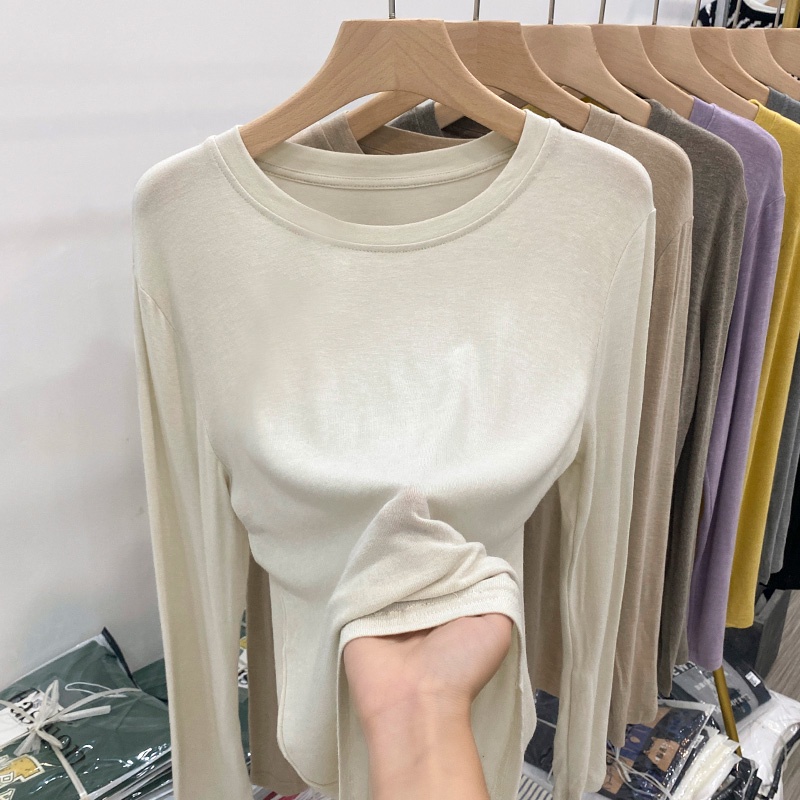 Áo Thun Tay Dài Màu Trơn Mềm Mại Thoải Mái Dễ Phối Đồ 56657