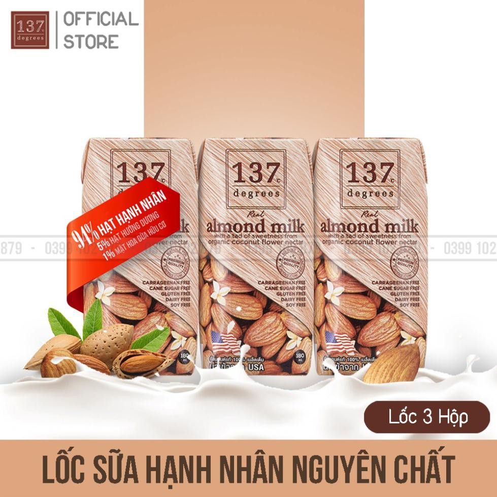 Sữa Hạt HẠNH NHÂN Nguyên Chất - Lốc 3 hộp 180ml