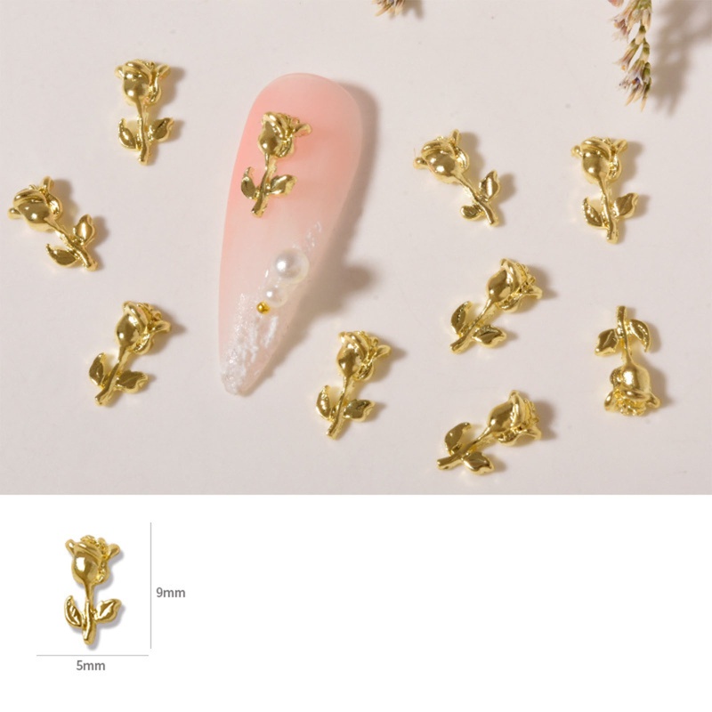 Phụ Kiện Trang Trí Móng Tay Nghệ Thuật Hình Hoa Hồng 3D Bằng Hợp Kim