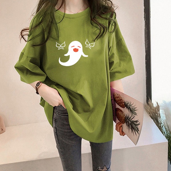 NRVP Áo thun ngắn tay dáng rộng in hình thời trang mùa hè Hàn Quốc 2022 cho nữ