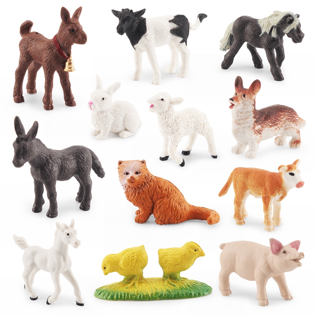 ♚Manufacturers Wholesale♚Simulation farm poultry animal model cats dogs pigs goats donkeys horses chickens farm cubs scene sandbox model ornaments children's science education cognitive toys Montessori enlightenment toys