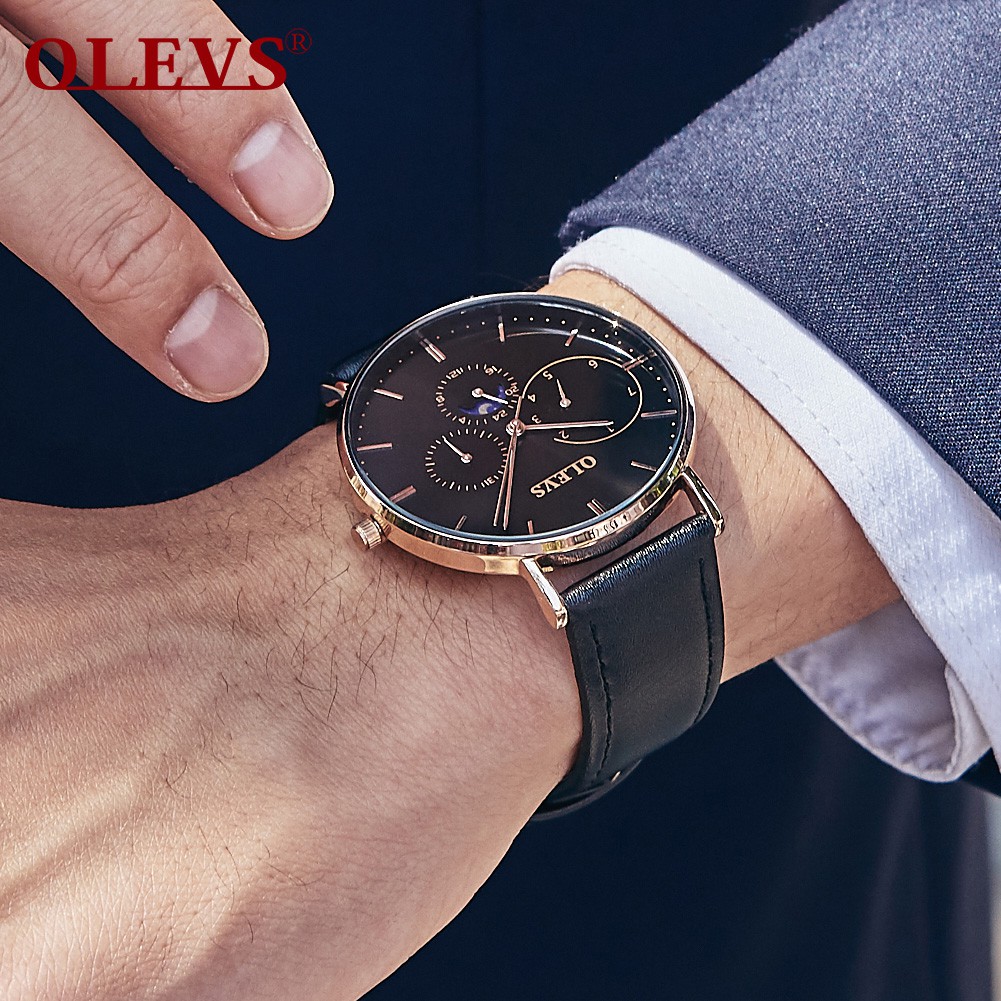 Đồng hồ đeo tay nam Olevs Chronograph đen sang trọng - L6860G02 - Hàng Chính Hãng