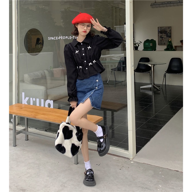 Áo Sơ Mi Trắng Ngắn Dáng Rộng Tay Dài Thắt Nơ Thời Trang Thiết Kế Mới 2022 Dành Cho Bạn Nữ