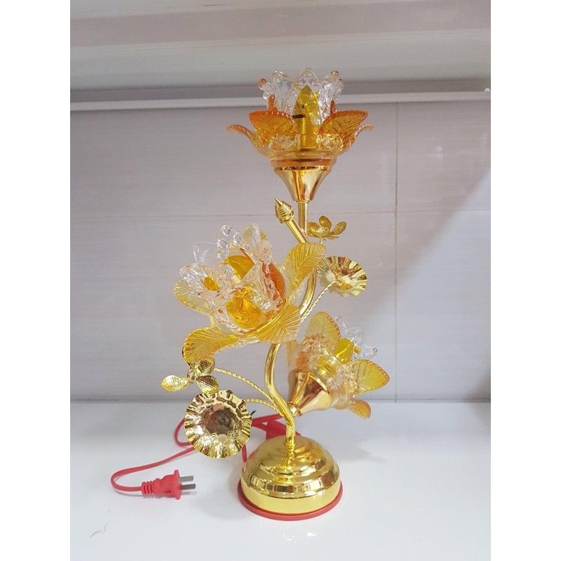 ĐÈN THỜ HOA SEN THUỶ TINH cao 40cm -50cm