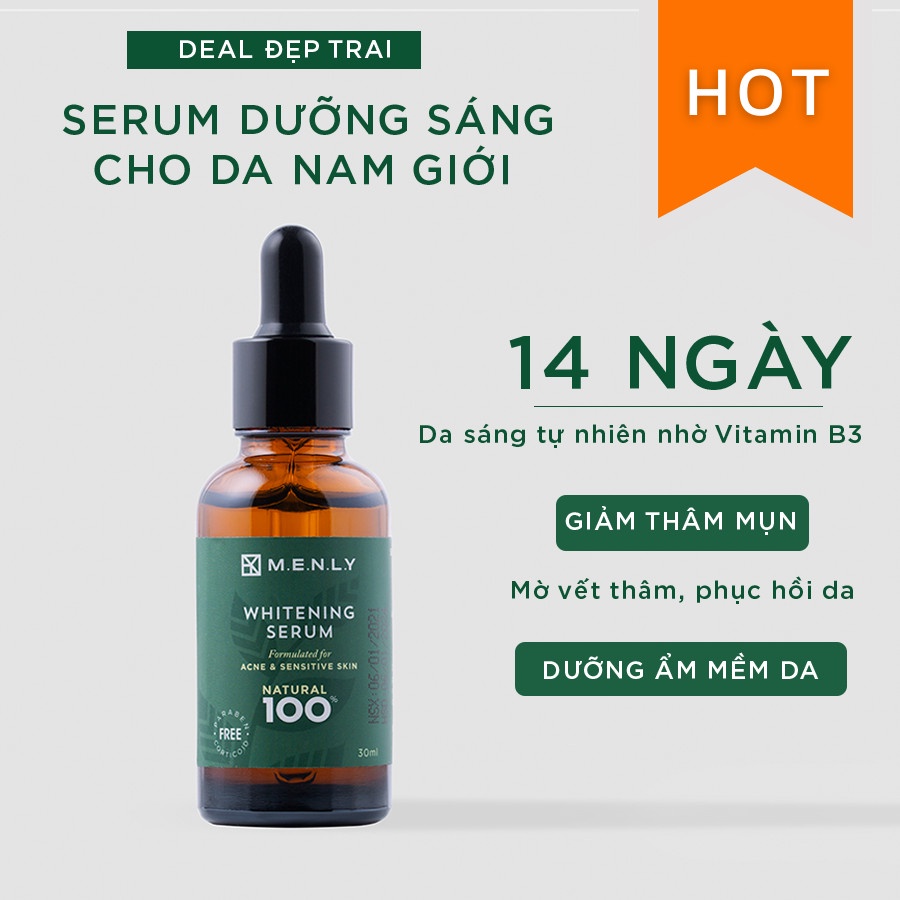 Serum dưỡng trắng da cho nam, cấp ẩm dưỡng trắng, mờ thâm mụn MENLY 30ml