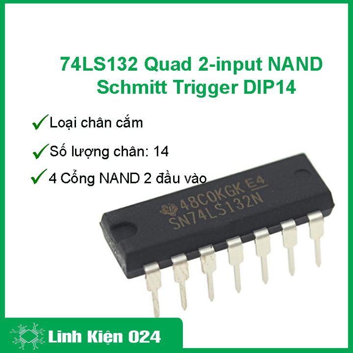 Sản phẩm 74LS132 Quad 2-input NAND Schmitt Trigger DIP14