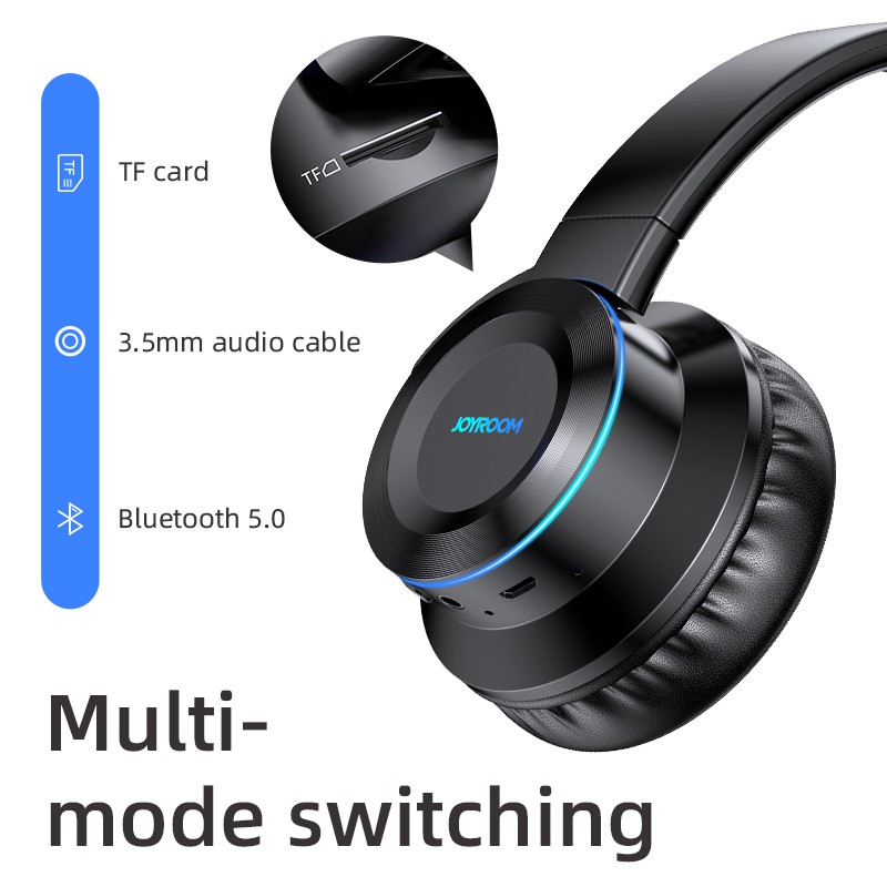 Joyroom H16 Tai nghe Noise Cancelling Bluetooth 5.0 Tai nghe chụp qua tai Điều khiển cảm ứng thông minh Giảm âm trầm Tai nghe tự động giảm tiếng ồn Có thể gập lại Mic tích hợp có thể gập lại ＆ Chế độ có dây cho TV / PC / Điện thoại