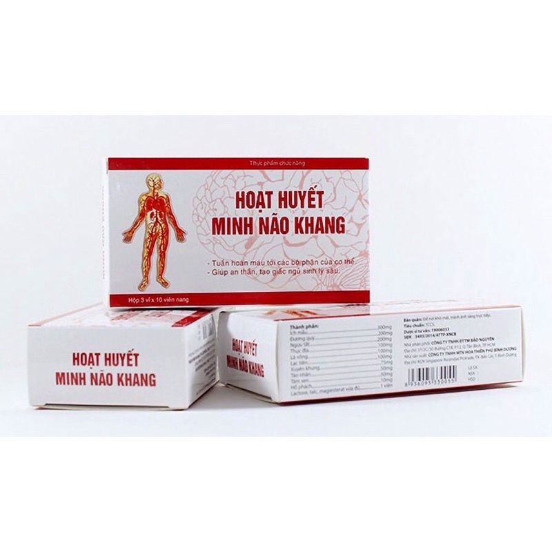 Hoạt Huyết Minh Não Khang - Hỗ trợ hoạt huyết - Giảm đau đầu - Chóng mặt - Mất ngủ - Hộp 30 viên nang