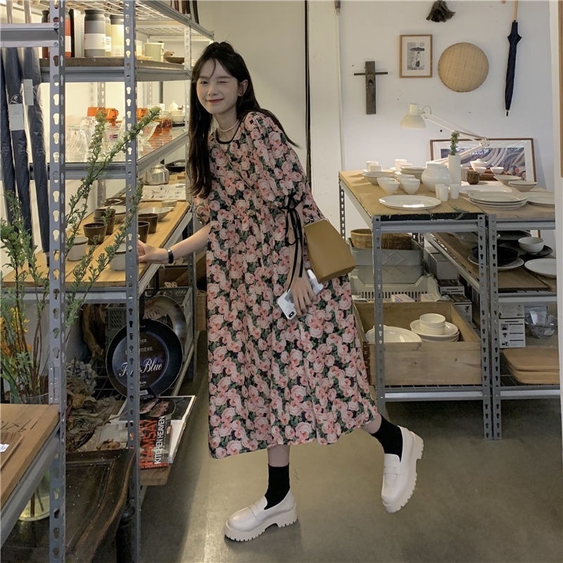 Đầm Dài Dáng Rộng In Hoa Phong Cách Pháp Thời Trang Mùa Hè Cho Nữ