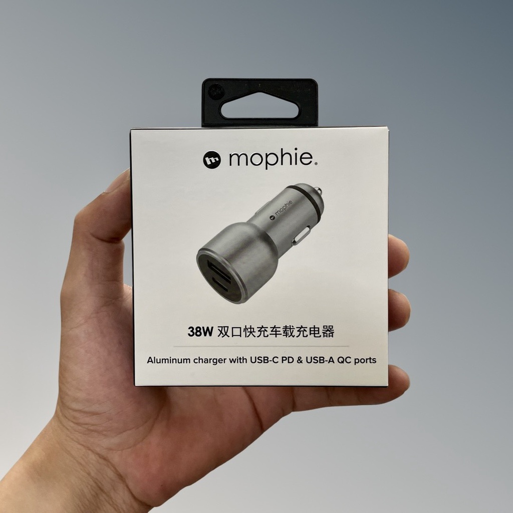 Sạc Ô Tô 38W 2 Cổng Mophie - PD 3.0 20W - QC 3.0 18W - Aluminum - Hàng Chính Hãng - Mới 100%