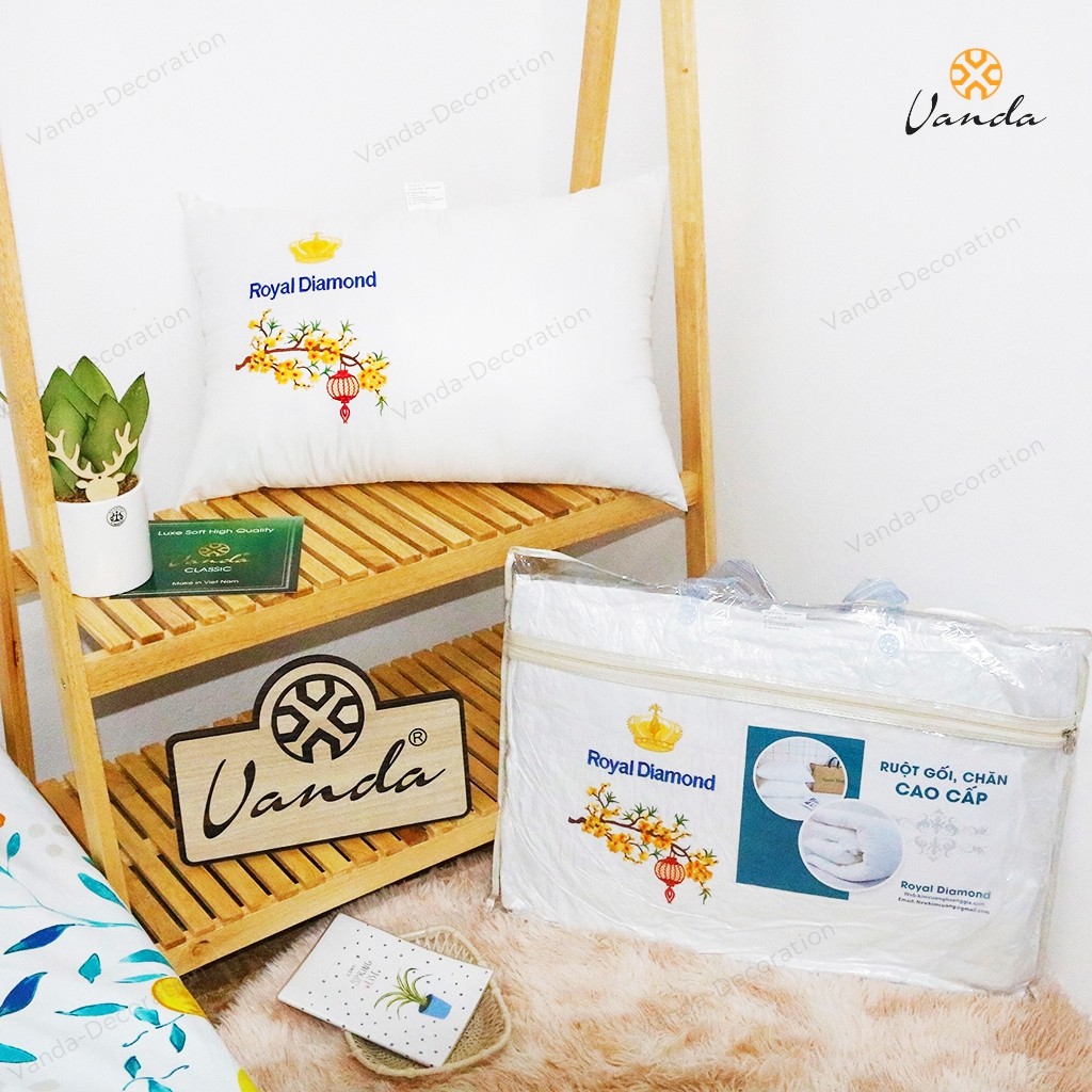 Ruột gối đầu cotton lụa thêu cao cấp Royal Diamond