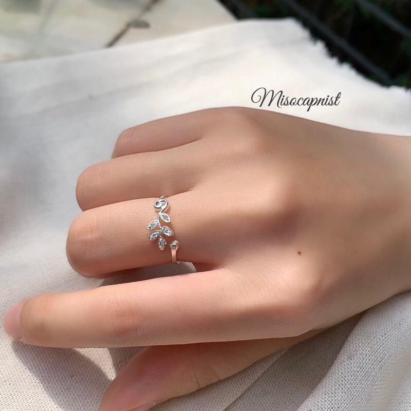 Nhẫn nguyệt quế bạc ta, freesize