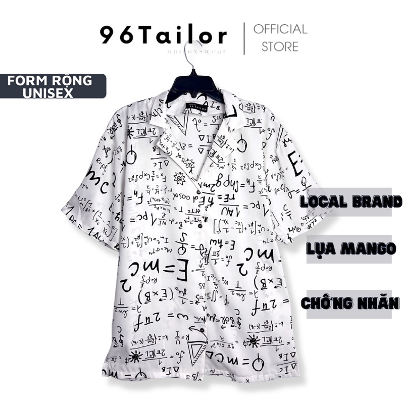 Áo Sơ Mi Lụa Nam Nữ Form Rộng Công Thức Toán Trắng Tay Lỡ Unisex - 96 Tailor Official