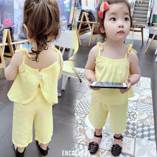 Bộ đũi 2 dây cúc lưng - Quần lửng cho bé gái