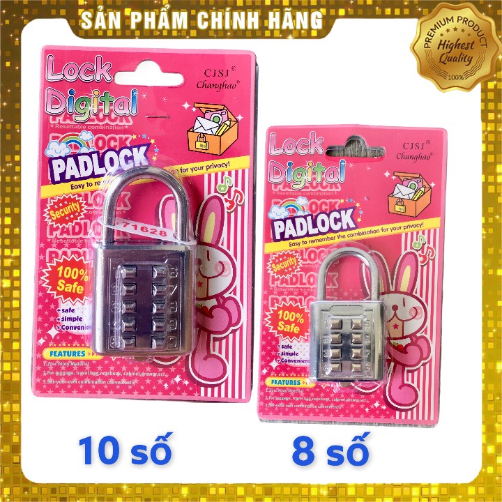 Khoá valy du lịch sử dụng mã số JC Padlock 8 số và 10 số, nhỏ gọn, bền bỉ, chịu được va đập cực kì tốt