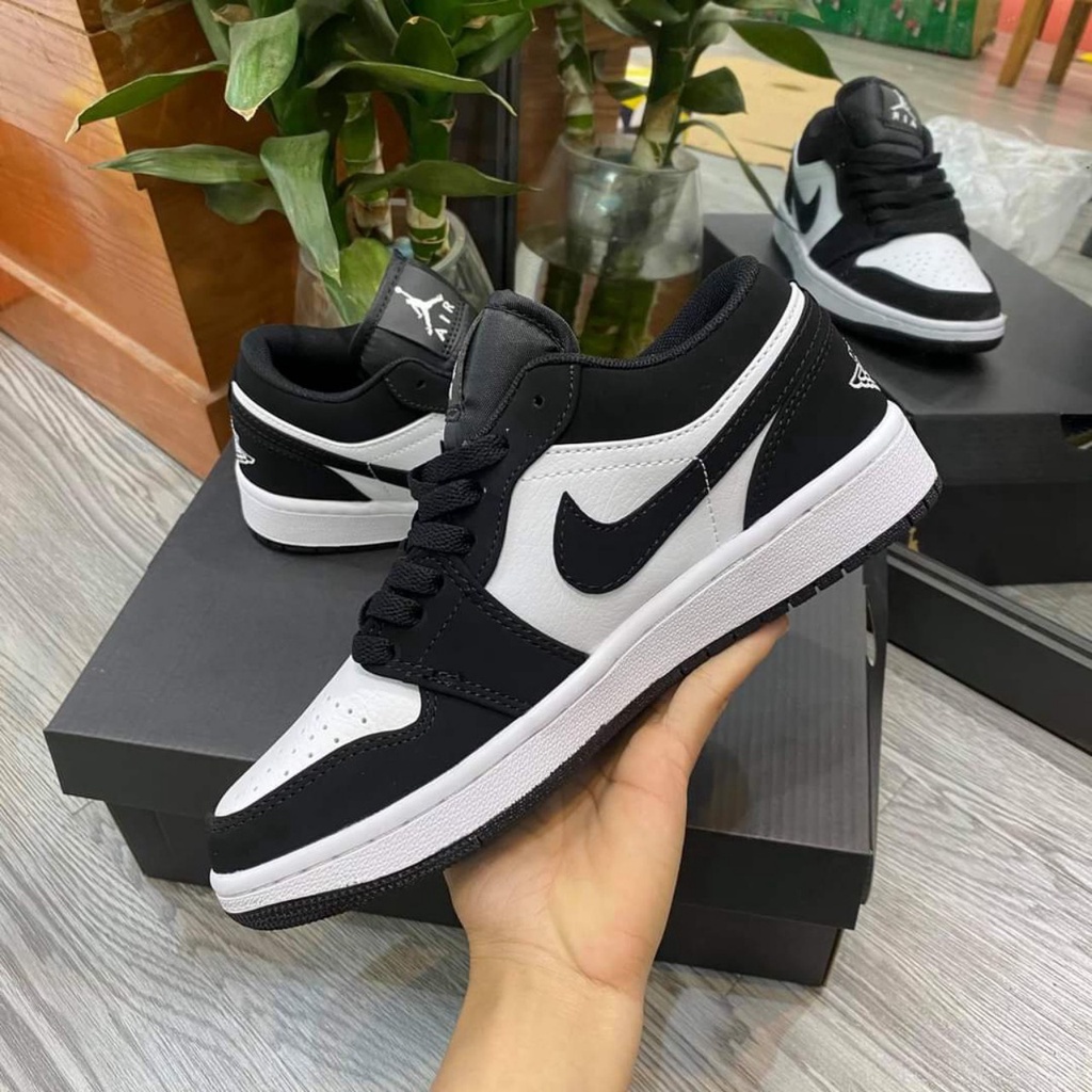 giày thể thao jd đen trắng cổ thâp nam nữ, giày sneaker thời trang đen trắng