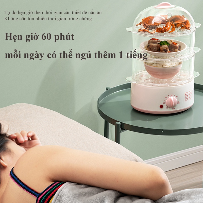 Nồi hấp trứng thời gian đa chức năng công suất lớn, tủ hấp bữa sáng gia đình, vật dụng để luộc trứng, đồ điện tử trẻ em