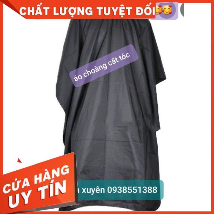 Áo choàng cắt tóc Chất liệu vải bình thường 🍟FREESHIP 🍟  màu đen trơn mềm, bền đẹp [tận gốc] chuyên dụng cho salon, 😍😍😍😍