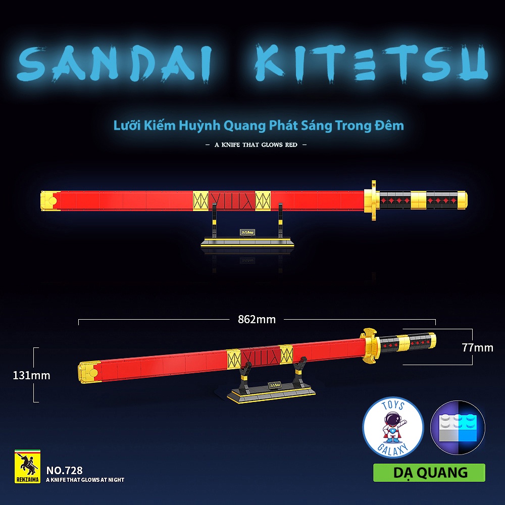 Đồ Chơi Lắp Ráp Mô Hình Quỷ Kiếm Dạ Quang Phát Sáng Sandai Kitetsu / Enma của Zoro Trong One Piece Đảo Hải Tặc 728