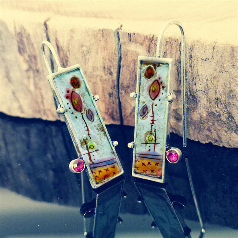 1 Pair Vintage Fashion Jewellery Ruby Earrings Ear Hook Women Girls Wedding Dangle Drop Gift