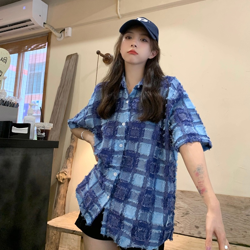 Áo Sơ Mi Dáng Rộng Họa Tiết Kẻ Sọc Thiết Kế Mới Thời Trang Mùa Hè Dành Cho Nữ