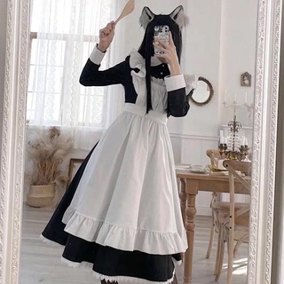 maid váy đen và tạp dề RIKU, Maid hầu gái Riku, dành cho cả nam và nữ. hàng có sẵn, set hầu gái, nhân viên phục vụ.