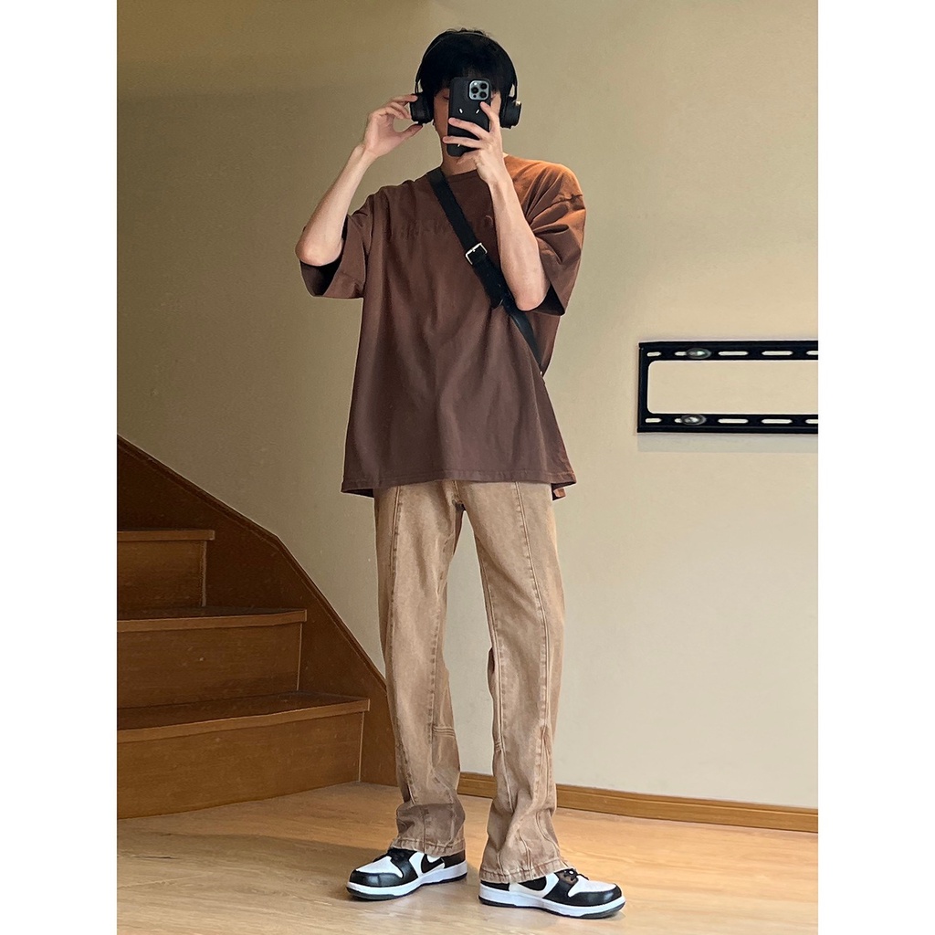 Quần Jean Nâu Ống Đứng , Ống Suông Nam Nữ Siêu Đẹp - Hottrend Năm 2022 - Cam Kết Hàng Y Hình