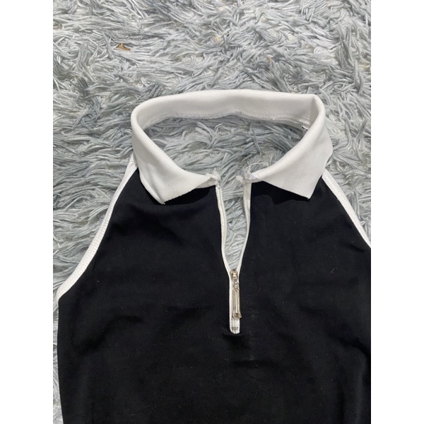 Đầm ba lỗ nữ ôm body kiểu cổ bẻ phối dây kéo khoá trụ chất vải thun Borip 4 chiều FreeSize (Bảo An Shop) | BigBuy360 - bigbuy360.vn