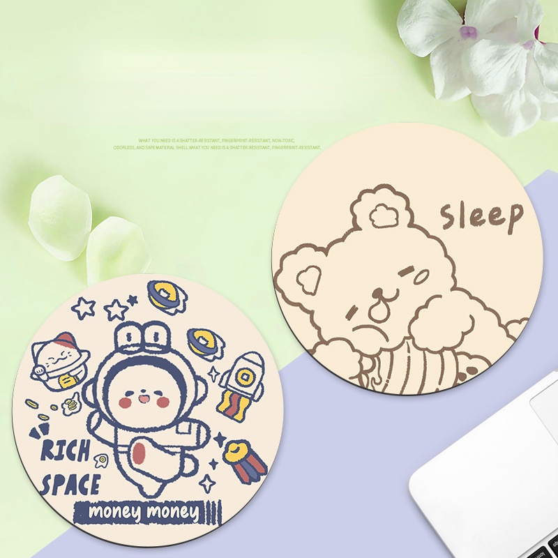 Miếng Lót Chuột Hình Tròn Chống Trượt Họa Tiết Hoạt Hình Dễ Thương