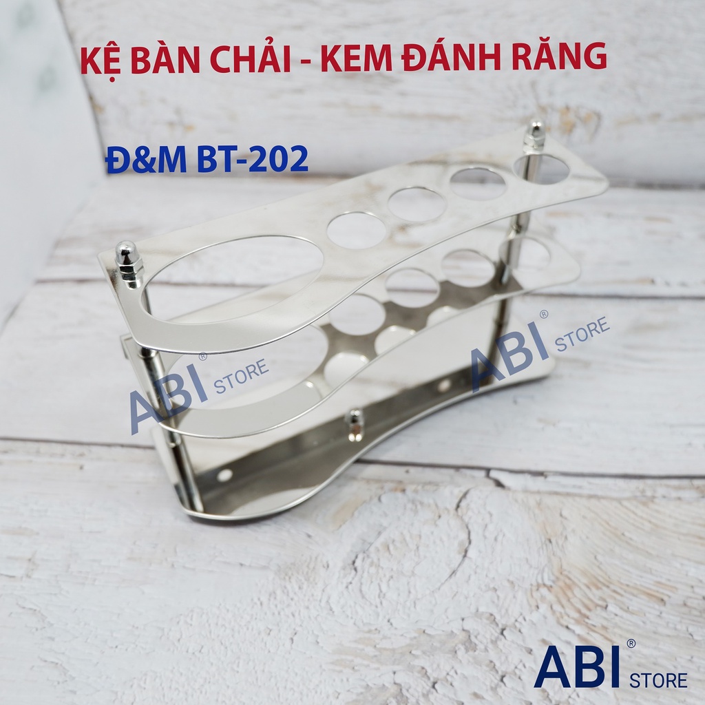 Kệ cắm bàn chải, kem đánh răng Đ&amp;M BT-202 nhà tắm inox cao cấp kèm ốc vít