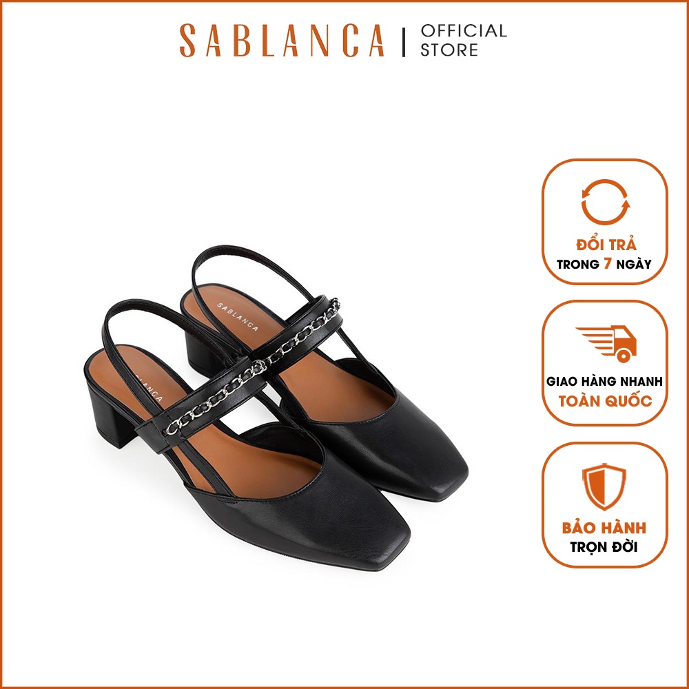 Giày sandal slingback mũi vuông cao 5cm - Sablanca 5050SN0137