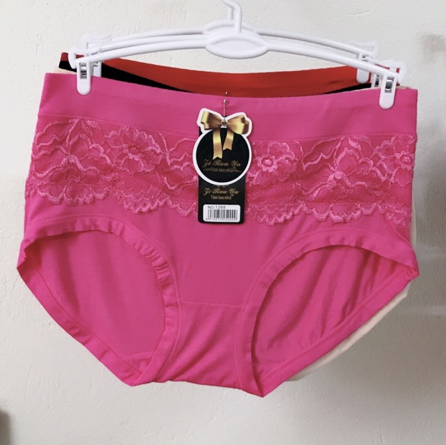 Quần lót cotton ren lưng cao fom to