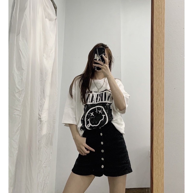 Áo thun tay lỡ Unisex Mặt Cười, áo phông form rộng 1996 STORE