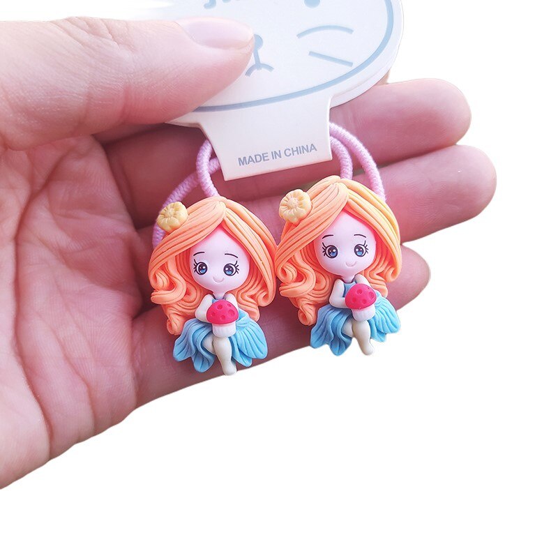 Set 2 dây buộc tóc co giãn họa tiết hoạt hình xinh xắn cho bé gái