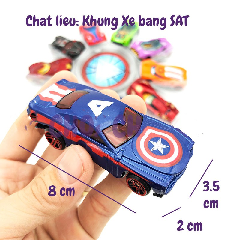 (BÁN LỖ LẤY ĐƠN) Đồ chơi nhiều ô tô siêu nhân anh hùng avenger bằng sắt chạy trớn cực đẹp dành cho bé trai trên 1 tuổi