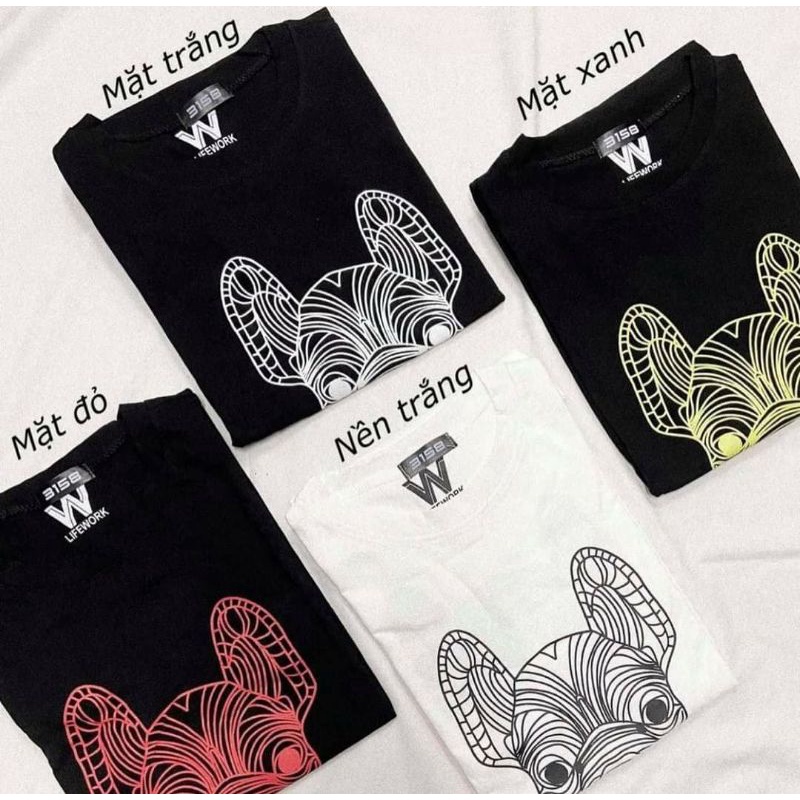 [Rẻ Vô Địch] Áo cotton tay lỡ Unisex mặc đôi ,nhóm , lớp------ Áo CHÓ IN 2 MẶT